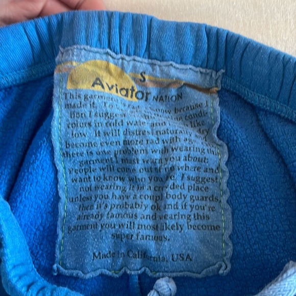 Aviator Nation Sweatpants Size S fits XS!!l small hole right rear seat. - Picture 2 of 4